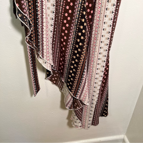 True Wrap Maxi Skirt Black Brown Floral Geometric Boho - Picture 10 of 10